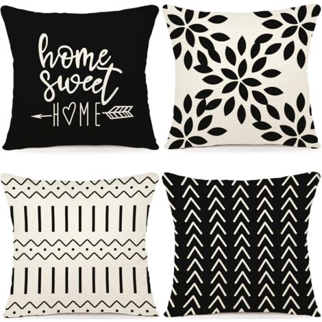4 pièces housses de coussin décoratives housses de coussin de canapé housses de coussin de canapé décoratives housses de coussin en lin d'extérieur décoration chambre, canapé, chaise, lit, jardin 45 x (1/5)