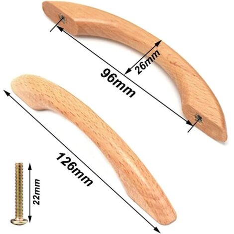 Meuble Bois Poignées 8 Pièces Poignées de Meuble Bouton de Porte Poignée Armoire Arc en Forme de Poignée Poignee de Meuble Cuisine Poignées de Tiroir avec 16 Vis pour Porte Placard Tiroi