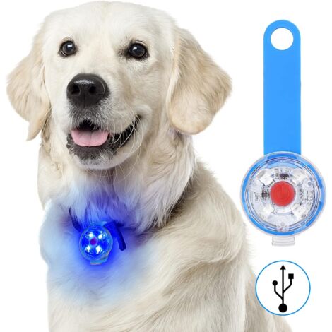 Bleu 1PC Sécurité LED Clignotant pour Chiens , Chats - Lampe LED Rechargeable USB pour Chien, 3 Modes de Clignotant Lampes de Sécurité Imperméables pour Animaux de Compagnie