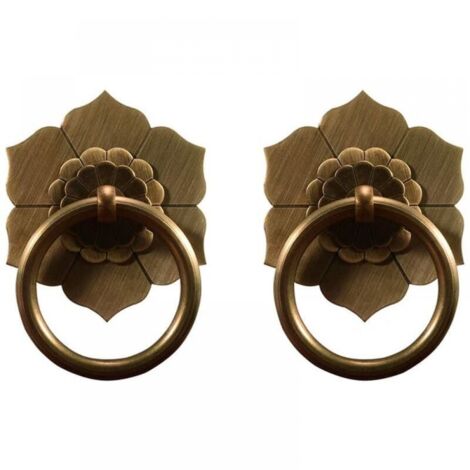 Lot de 2 6CM anneaux de poignées en laiton antique pour armoires de cuisine, armoire, tiroir, matériel de meubles vintage, anneaux de traction de style rétro (bronze antique) (1/5)