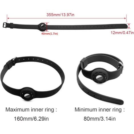 Collier Chat Anti Étranglement en Silicone Réglable pour Air Tag pour chat AirTag I Collier pour chat avec fermeture de sécurité I compatible avec Apple AirTag I Bracelet en silicone noir