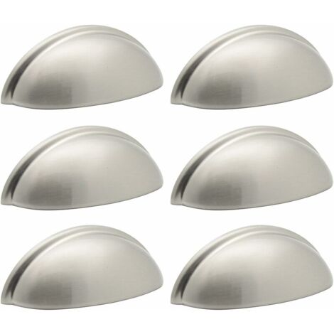 6 poignées de la porte de l'armoire d'emballage Tiroirs de coquille moderne, 76mm (3 pouces) de centres de trou, nickel brossé (1/5)