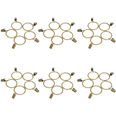 Ensemble de 30 anneaux de rideau en bronze, diamètre intérieur de 35 mm, avec clips/crochets de rideau décoratifs en métal robustes, ensemble avec rondelles pour rideaux de salle de bain (1/5)