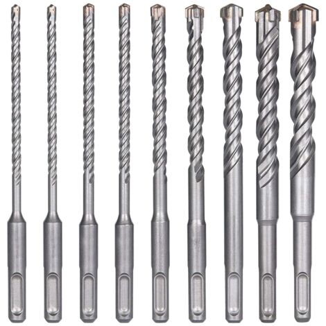 Forets à béton, 9pcs (5mm 16 x 160mm) Foret à carrelage, foret électrique SDS-Plus pour perceuse à percussion, forets croisés pour béton, brique, pierre, naturel, métal (1/4)