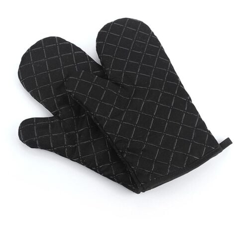 Gants de cuisine antidérapants de qualité supérieure (lot de 2) jusqu'à 200 ° C - silicone Gants de gril extrêmement résistants à la chaleur Gants de barbecue - gants de cuisine, noir pour la cuisson,