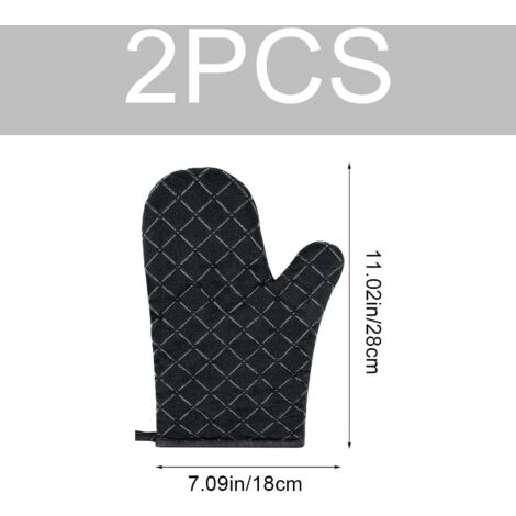 Gants de cuisine antidérapants de qualité supérieure (lot de 2) jusqu'à 200 ° C - silicone Gants de gril extrêmement résistants à la chaleur Gants de barbecue - gants de cuisine, noir pour la cuisson,