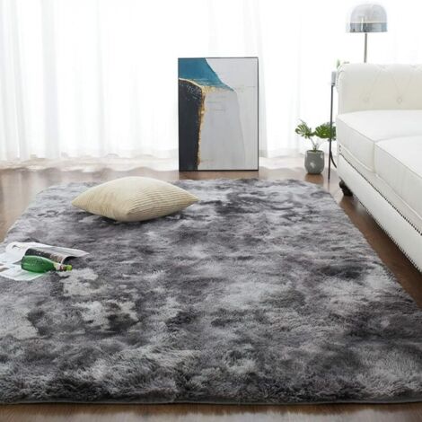 Tapis Rond Shengwan 80cm - Moquette Poil Court Lavable Antidérapant Gris Argenté