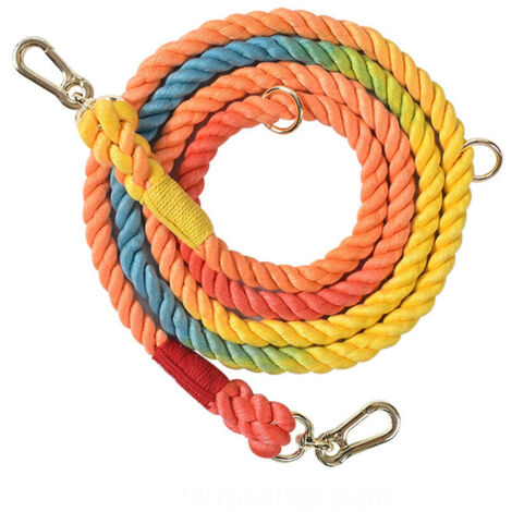 210cm1.2cm Laisse de chien en corde, laisse de dressage en coton pour chien, randonnée, camping Le Rainbow (1/5)