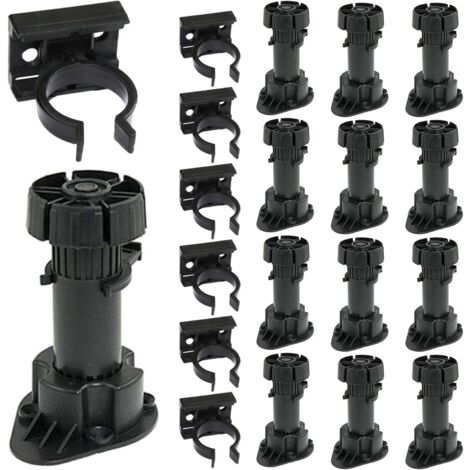 12 pièces 8 pieds + 6 clips réglables en hauteur pour armoire de cuisine avec support de fixation (1/3)