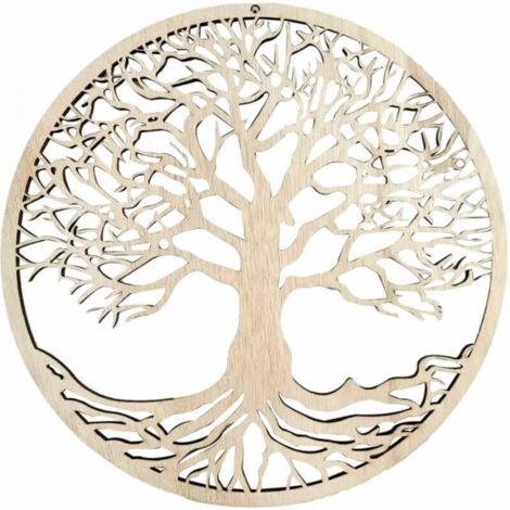 arbre de vie décoration murale en bois suspendu oeuvre décoration de la maison en bois arbre de vie pendentif décoration (1/5)