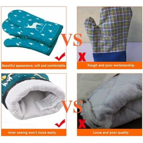 Chat 1 Paire Gant de Cuisine, Gant Four Manique Four Oven Mitts Oven Gloves Gant Manique Anti Chaleur Respirant Gants Isolants Cuisine pour Barbecue Cuisson Cuisine Pizza Biscuit Gâteau