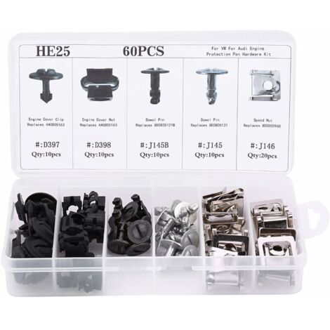 60 Pièces 5 Types Moteur De Undertray Cover Bottom Clip De Fixation Du Bouclier De Voiture (1/5)
