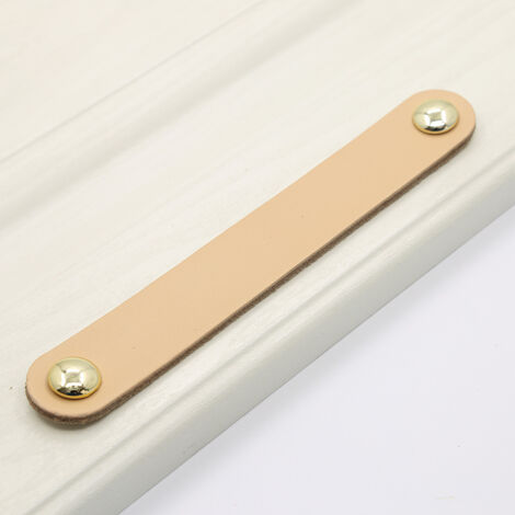 96mm Bouton de tiroir 4 pièces Poignée de tirage d'armoire en cuir Boutons de placard d'armoire modernes avec vis pour poignées de tiroir d'armoire de bureau à domicile, couleur chair, espacement des  (1/5)
