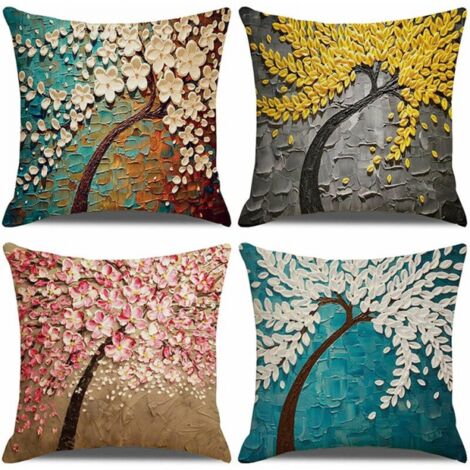 4 pièces ensemble de coton et lin décoration canapé décoration de la maison super doux taie d'oreiller décoration de la maison salon chambre canapé housse de coussin 45x45cm (1/5)