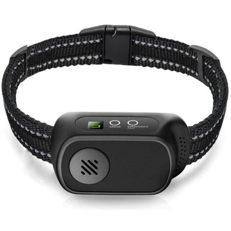 Collier Anti-aboiements Automatique Rechargeable pour Chiens,5 Niveaux de Sensibilité Réglables, Modes Vibration, Choc Statique et Son, Adapté Aux Chiens de Petits,Taille Moyenne,Grande (1/4)