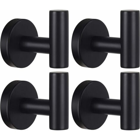 Porte-serviettes mural poinçon porte-manteau salle de bain patère noir mat acier inoxydable SUS 304 (1/5)