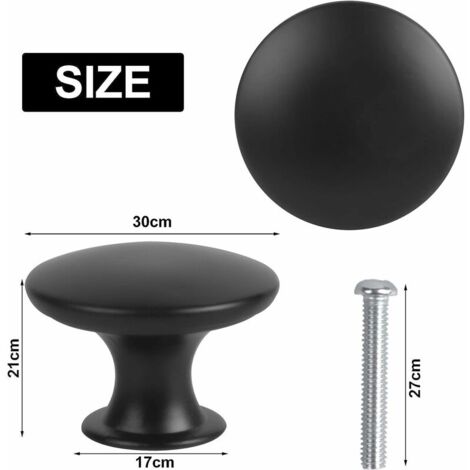 Boutons de Placard  Boutons de Tiroir Vintage, 30mm Tiroir de Porte Poignée, Rond Bouton de Meubles, Boutons de Porte, Poignées de Meuble pour Armoire Cuisine, Tables Chevet 16PCS  (Noir)