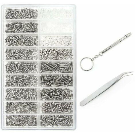 1000 Kits de Réparation de Lunettes à Vis Micro, avec un Brucs et un Tournevis, pour Lunettes, Lunettes de , Montres (1/5)
