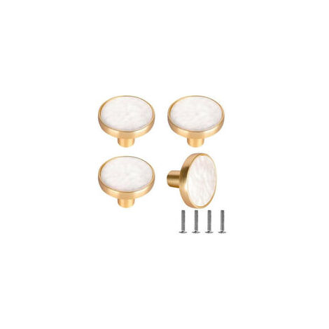 4pcs Tiroir de Poignée Porte 32mm Bouton de Meubles Unique Trou Rond Boutons de Tiroir Boutons de Porte, Poignées de Meuble pour Placard Armoire Cuisine Blanc (1/5)
