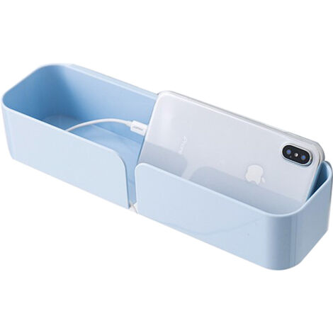 bleu Étagère de Chevet Murale Auto-adhésive Organisateur boîte de Rangement pour Casque télécommandes Lunettes téléphones Portables Bureau à Domicile Organisateur de boîte de Rangement Murale (1/5)