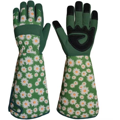 Gants de Jardinage Taille de Rosiers avec Manche Longue Hommes Femmes Cuir Gants de Travail Jardinage Jardin Antidérapants Cour Respirants Confortables Extérieur (Gants Longs, M) (1/5)