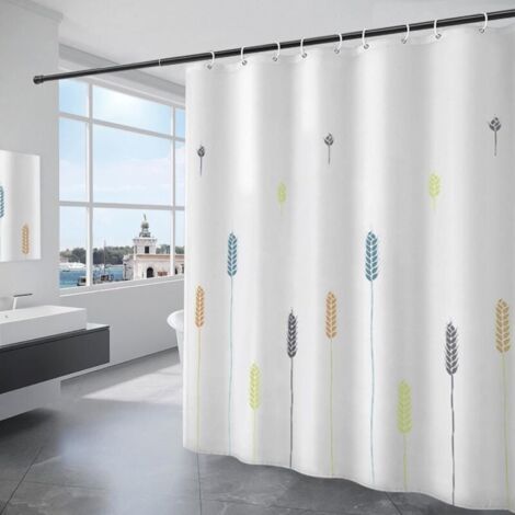 Rideau de Douche 180x200CM Polyester Imperméable Tissu Lavable en Machine Rideau Salle de Bain avec (1/5)