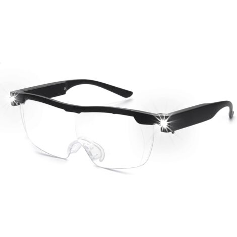 Lunettes loupes 180 % avec lumière LED rechargeable - Lunettes grossissantes puissantes - Lunettes mains libres pour travail rapproché, artisanat, bijoutiers, lecture, loisirs
