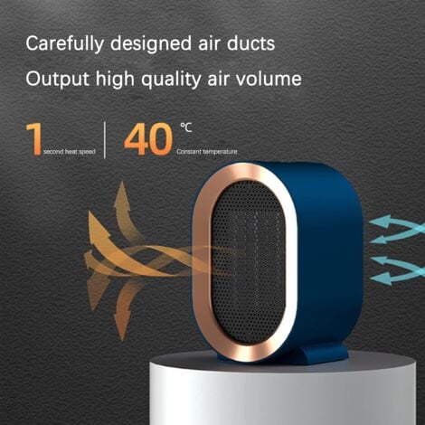 Chauffage soufflant de salle de bain Mini chauffage d'appoint Chauffage soufflant portable en céramique Silencieux électrique Chauffages électriques mobiles pour la maison et le petit bureau 1200W