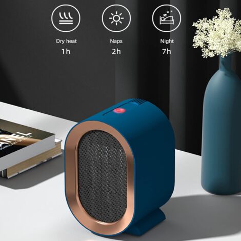 Chauffage soufflant de salle de bain Mini chauffage d'appoint Chauffage soufflant portable en céramique Silencieux électrique Chauffages électriques mobiles pour la maison et le petit bureau 1200W