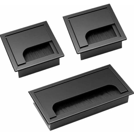 Câble Passe Couvercle 3 Pièces Carrée noir Passe Câbles Encastrables Bureau Cache Cable bureau en Alliage D'aluminium Sortie de Cable Passage de Cable 80 x 80 mm 160 x 80 mm (1/5)