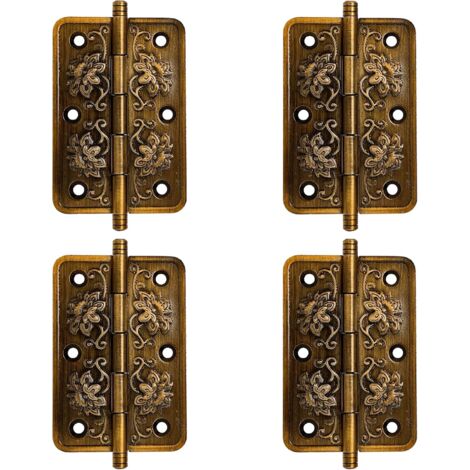 4pcs Charnières Antiques - Charniere Porte Placard Vintage - Charniere Decorative - Charnière Laiton Antique,Pour la décoration d'armoires,de portes en bois,de bibliothèques (1/5)