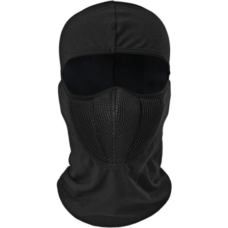 Multifonction Ultra léger,Cagoule Respirante Coupe-Vent Masque Cache-Cou Anti Poussière/Froid,Femme Homme Casques élastique Tour de Cou pour Randonnée Moto Vélo Tactique Escalade（Noir）