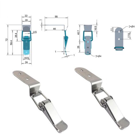 8PCS Fermeture à bascule,Fermeture a Levier Fermeture à Ressort Loquet Bascule en Acier Inoxydable Pour Coffre à Outils,Levier de verrouillage,Tiroir,boîte à outils, placard, armoire, boîte (8PCS)