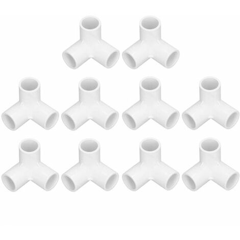 Raccord PVC 3 voies, 10 pièces 3 voies en plastique PVC connecteurs de meubles raccords de tuyauterie 20 mm de diamètre intérieur raccord coude meubles tuyau bricolage accessoires (blanc) (1/5)