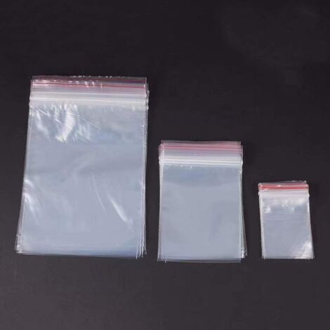 Lot de 100 sachets à fermeture à pression - 25 x 35 cm - En plastique - Fermeture à pression - 40 tailles au choix