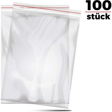 Lot de 100 sachets à fermeture à pression - 25 x 35 cm - En plastique - Fermeture à pression - 40 tailles au choix