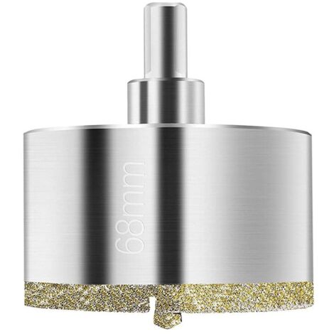Scie Cloche Diamant 68 mm, Foret Diamant avec Foret Guidage Central, Scie Cloche Carrelage avec Revêtement de Surface en Diamant pour Coupe de Verre, Carrelage, Céramique, Marbre, Calcaire (1/5)