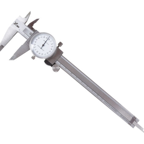 argenté Pied à Coulisse à Cadran 200mm 8 en Acier Inoxydable Tête Précision Antichoc et Verrouillable Micromètre à Jauge 4 Voies 401231