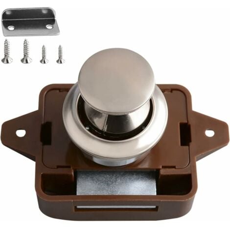 Serrure à Visser Push Lock Häfele Pour Meubles, Tiroirs, Caravanes - Fermeture à Bouton-poussoir Marron