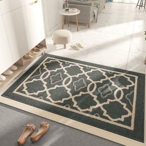 Paillasson Antidérapant,Tapis de Porte Intérieur et Extérieur Absorbant et Résistant,Tapis d'entrée Lavable en Machine,Anti-Poussière - 60 x 90 cm,Gris