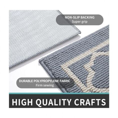 Paillasson Antidérapant,Tapis de Porte Intérieur et Extérieur Absorbant et Résistant,Tapis d'entrée Lavable en Machine,Anti-Poussière - 60 x 90 cm,Gris