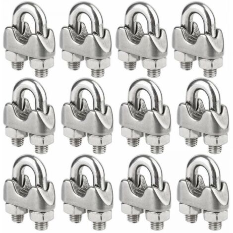 (M4)Lot de 12 Serre-câbles étrie en Acier Inoxydable pour Câble Métallique de 4mm Diamètre (1/5)