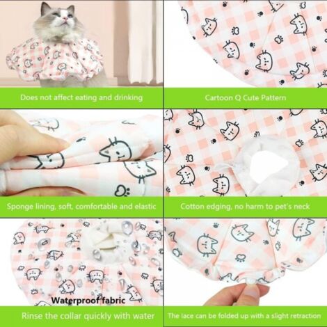 S Tour de cou 12-25 cm Collier pour chat anti-léchage réglable Collier pour chat souple Collier de protection réglable, adapté aux chats après une intervention chirurgicale et des blessures