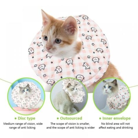 S Tour de cou 12-25 cm Collier pour chat anti-léchage réglable Collier pour chat souple Collier de protection réglable, adapté aux chats après une intervention chirurgicale et des blessures