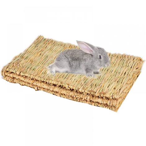 (3 Pièces) Tissées à la Main Tapis d'herbe pour Lapins, Jouets à Naturels pour Petits Animaux pour Lapins Cochon d'Inde Hamster Chinchilla (1/5)
