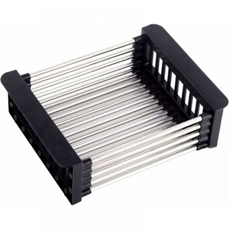 (Noir, L) Panier de vidange, égouttoir pour évier, Égouttoir télescopique en Acier Inoxydable avec 1 vis, utilisé pour Laver la Vaisselle dans lévier de la Cuisine, égoutter Les Fruits et légumes (1/5)