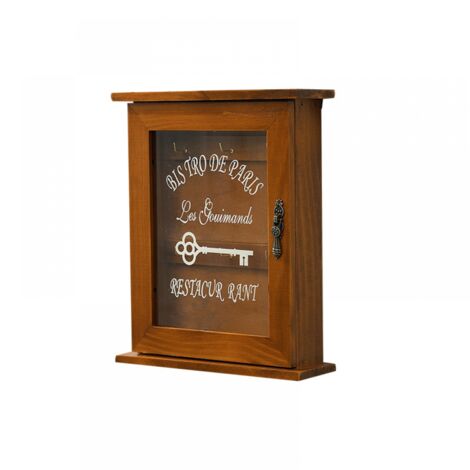 Rétro En Bois Tenture Murale Boîte De Rangement Clés Maison Rustique Porte Suspendue ,ancienne couleur (1/5)