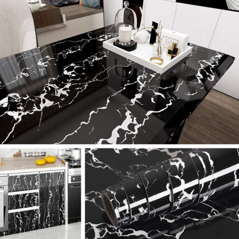 Black and White Marble Vinyl Furniture Adhesive Paper Kitchen Bathroom Furniture Stickers Removable Decorative Wallpaper for Table Worktop 40CM2M (1/5)