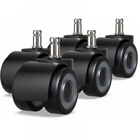 Office Chair Casters 5 Pack - 11 x 22mm - Double Wheel Design - No Scratching Floor - Diameter: 50mm (1/5)