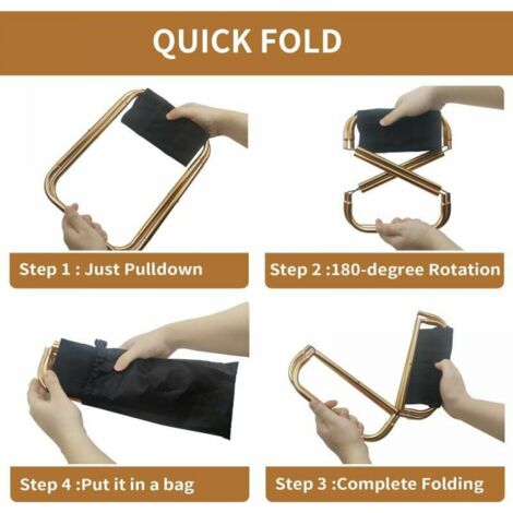 282422cm Mini Portable Folding Chair Gold with Pouch, Ultralight Compact Aluminum Folding Stool with Carry Bag